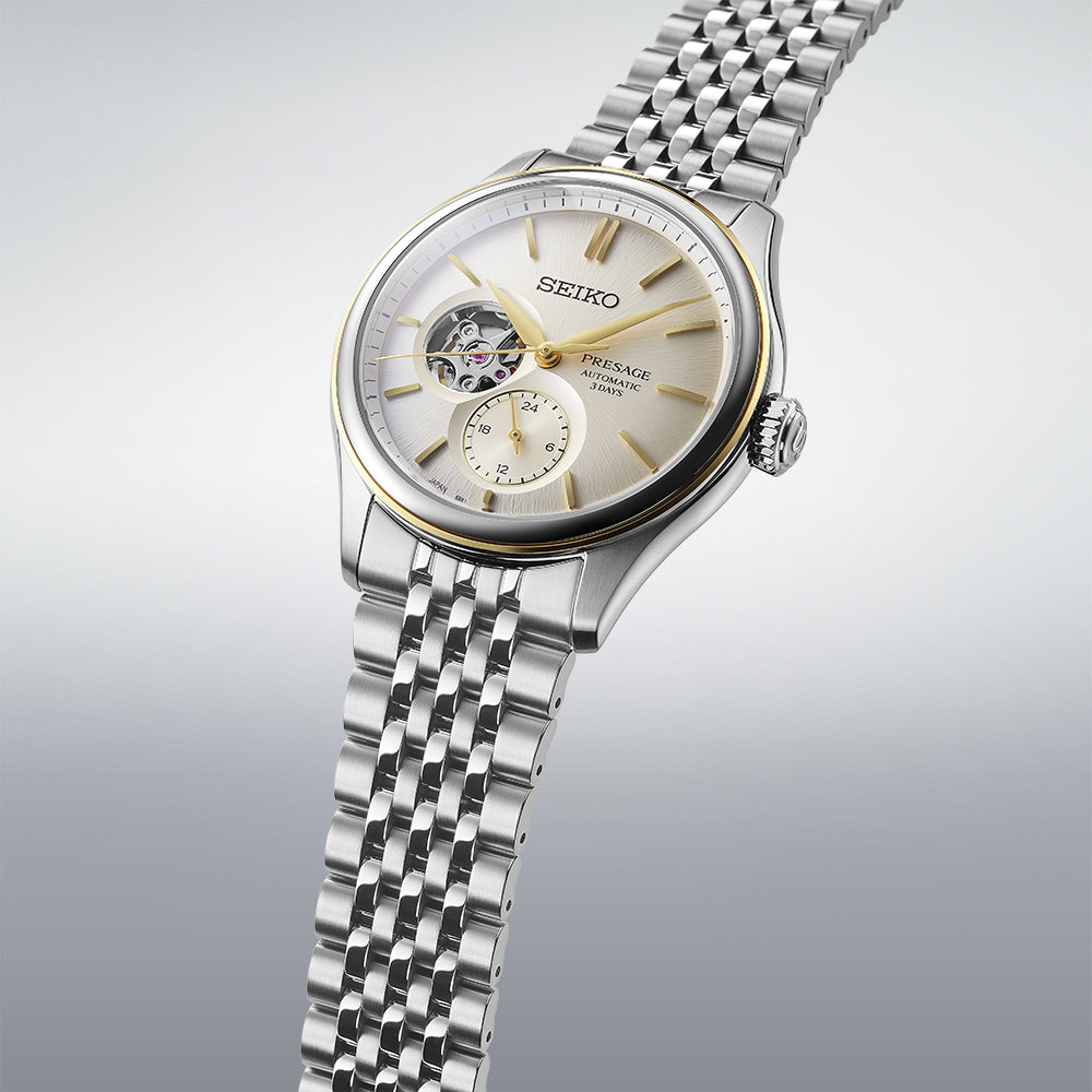 Seiko Presage Silver Beige Stainless steel watch