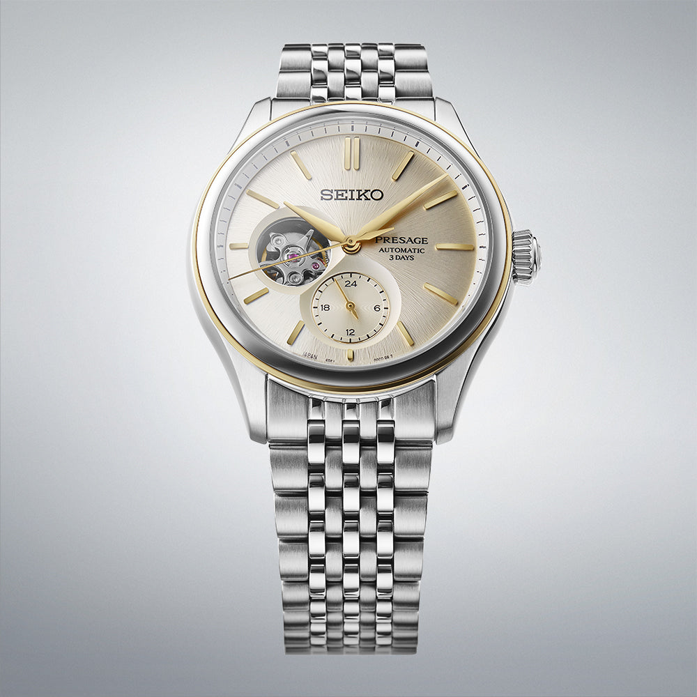 Seiko Presage Silver Beige Stainless steel watch