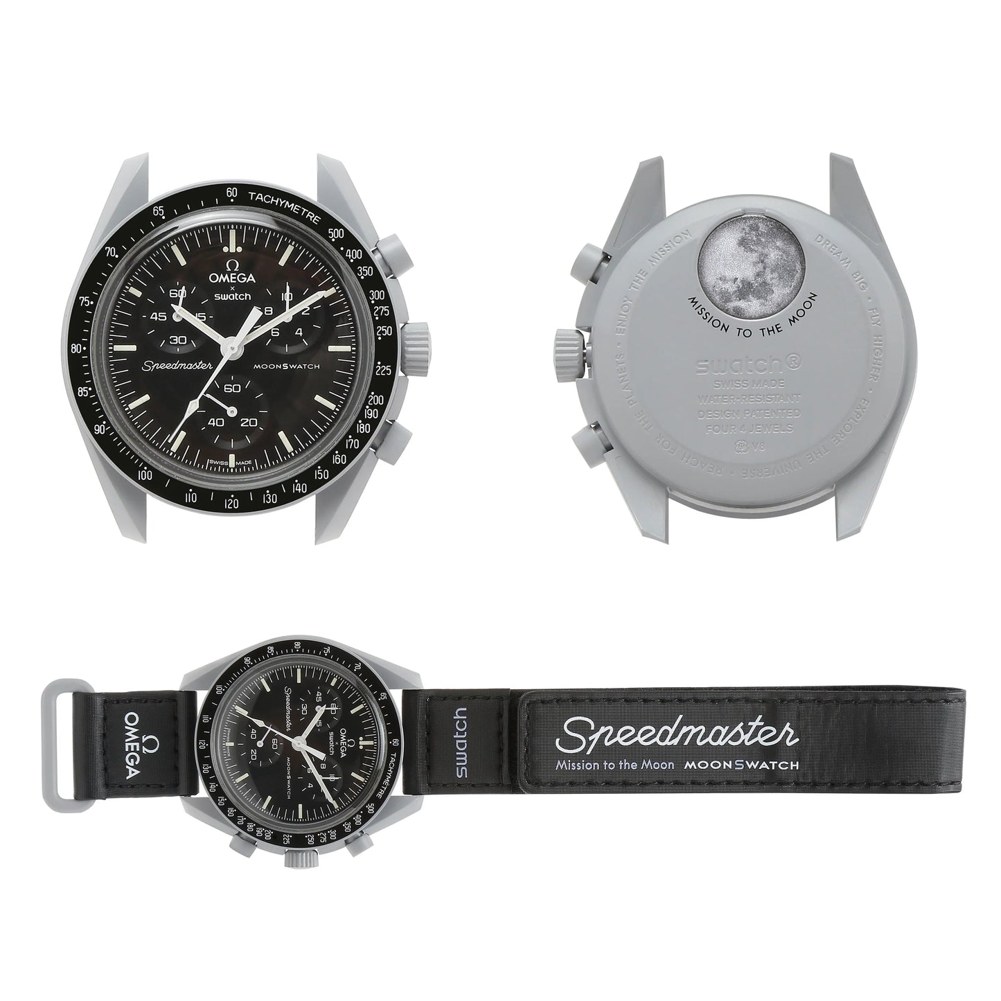 Swatch Omega x Moon Mission To The Moon Black - New Speedmaster Neavy Gray - Black Moonswatch