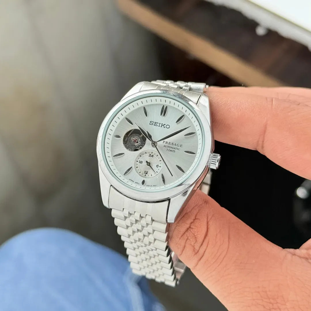 Seiko Presage Silver White Stainless steel watch