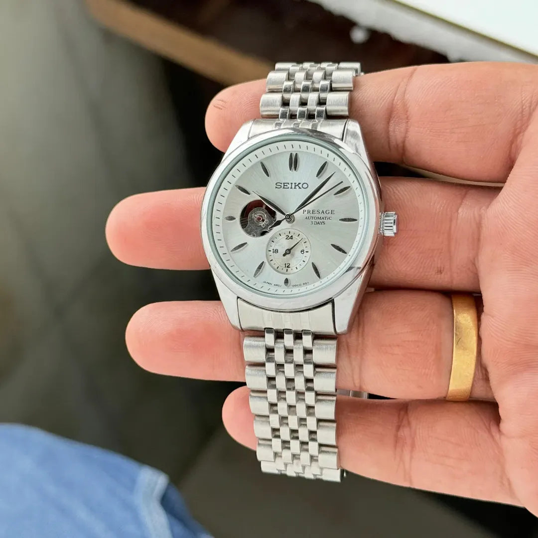 Seiko Presage Silver White Stainless steel watch