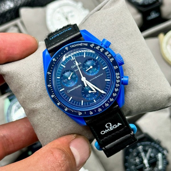 Swatch Omega x Moon Mission To Neptune Speedmaster Neavy Blue Moonswatch