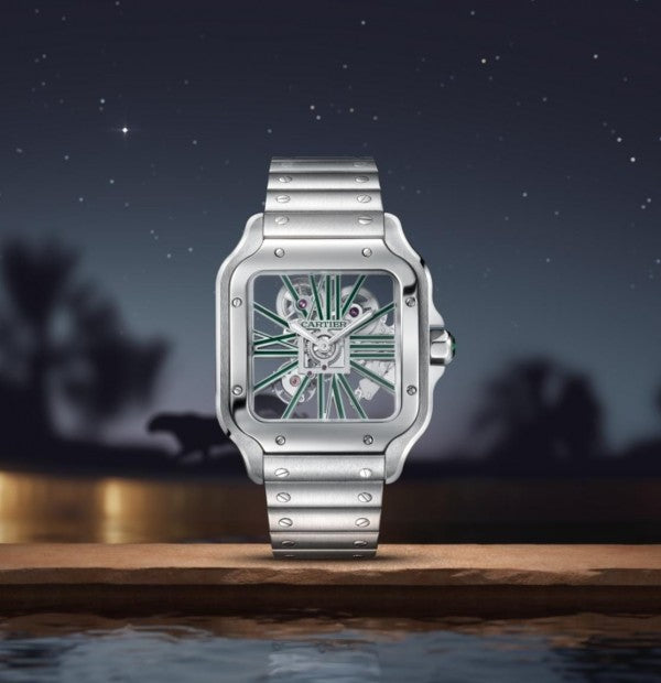Santos De Cartier WHSA0028 Green Dial Automatic Skeleton Men's Watch