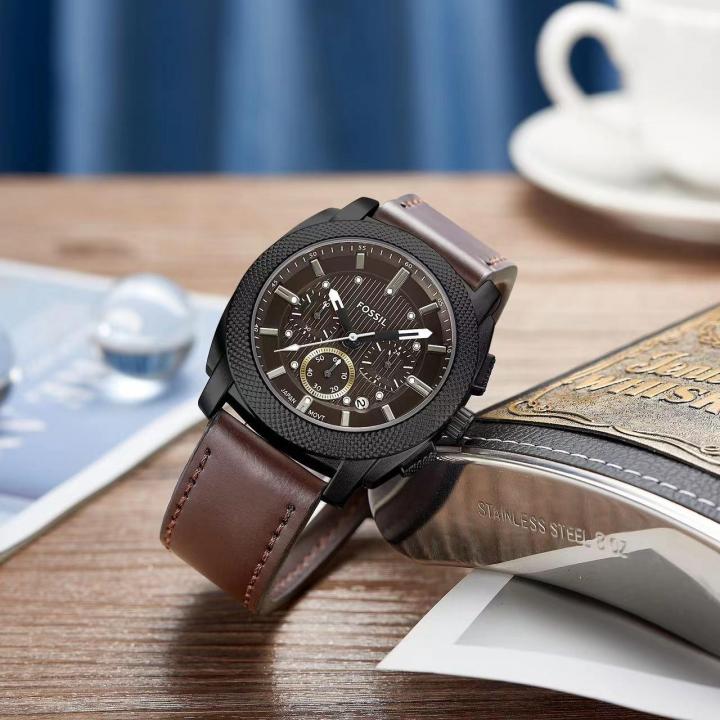 Fossil Fs6097 Black Dial Leather Belt Chronograph Watch