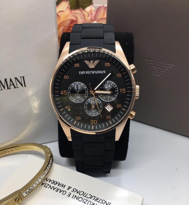Emporio Armani Ar5905 Dualtone Black Tazio Chronograph Mens Watch