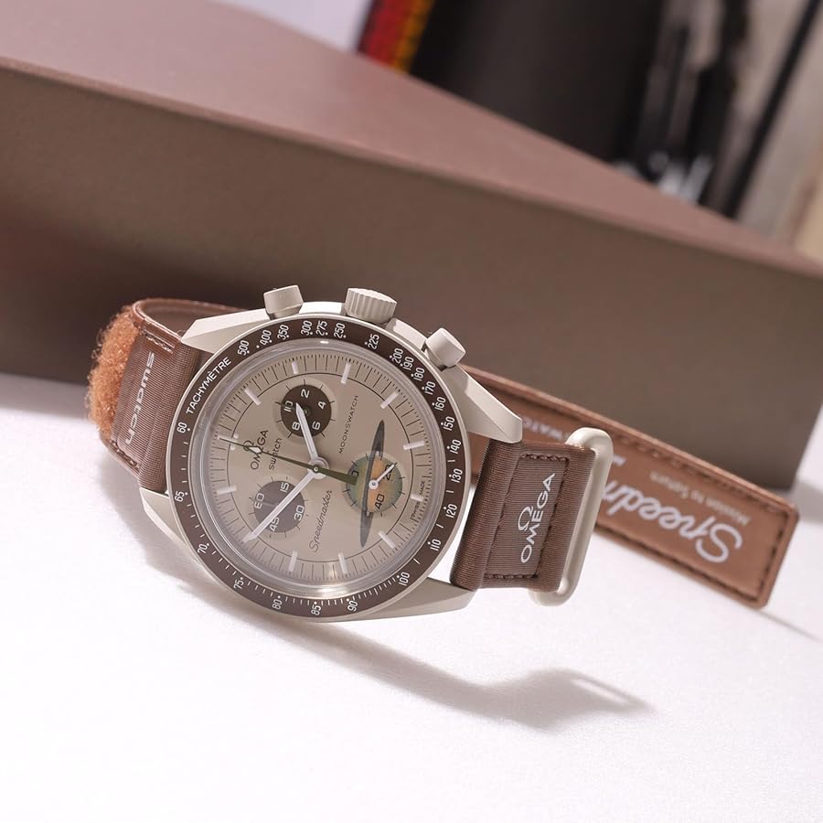 Swatch Omega x Moon Mission To Saturn Speedmaster Bezel Brown Moonswatch
