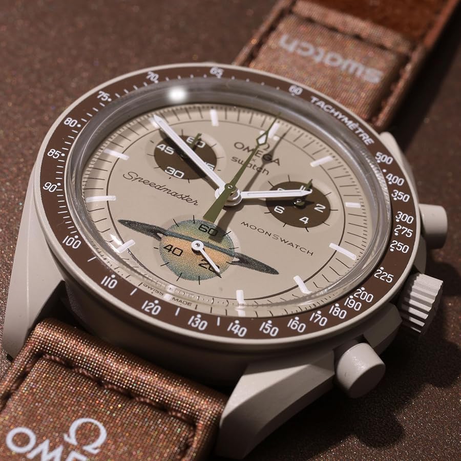 Swatch Omega x Moon Mission To Saturn Speedmaster Bezel Brown Moonswatch