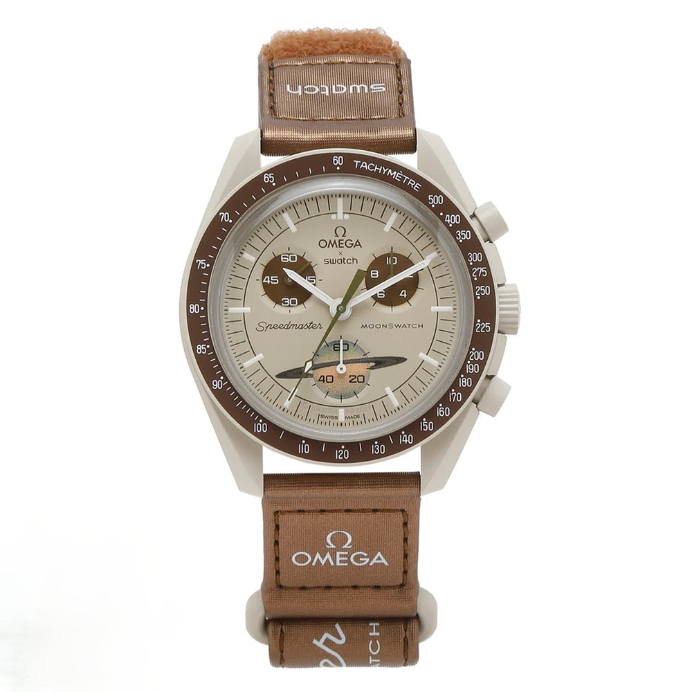 Swatch Omega x Moon Mission To Saturn Speedmaster Bezel Brown Moonswatch