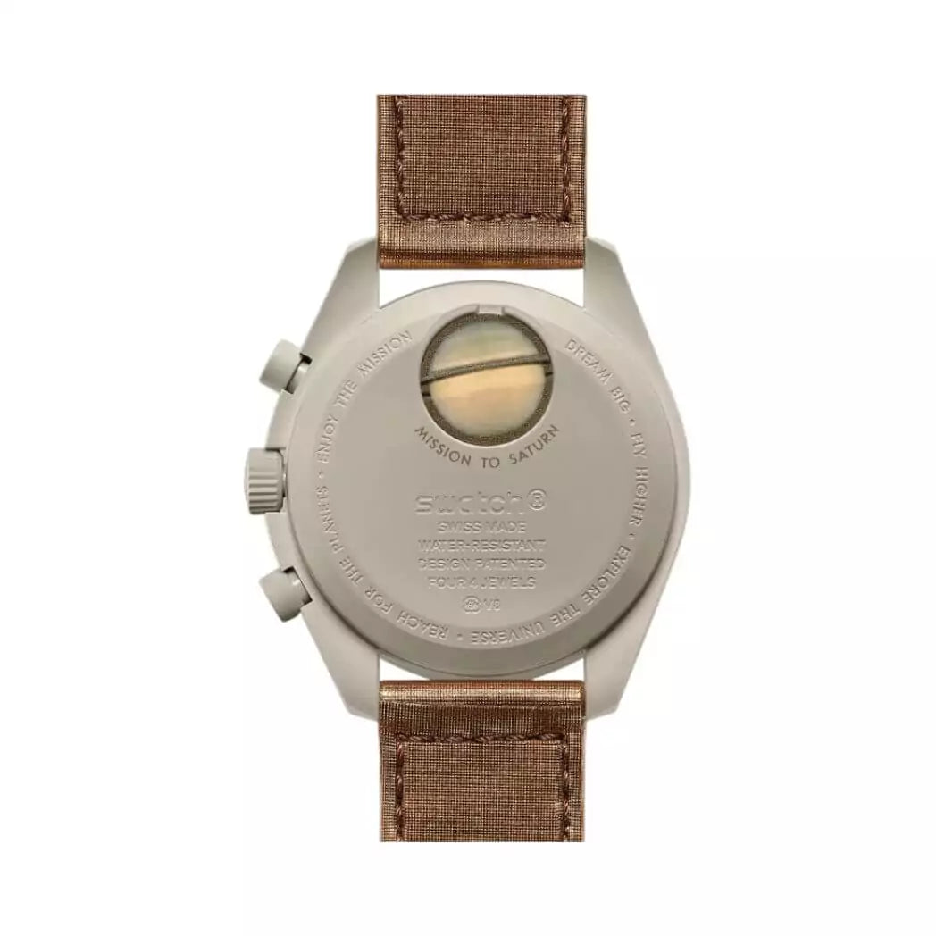 Swatch Omega x Moon Mission To Saturn Speedmaster Bezel Brown Moonswatch