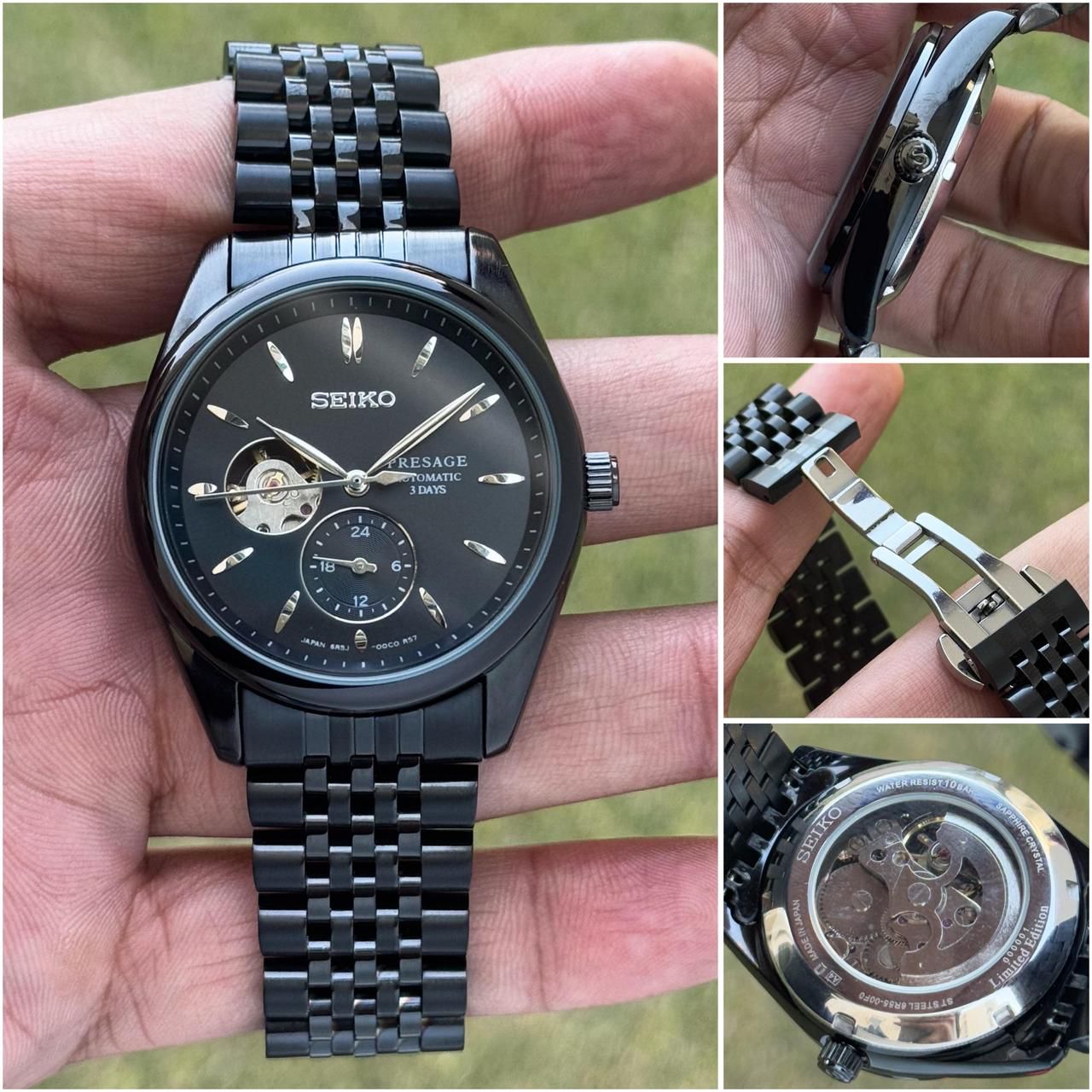 Seiko Presage Full black Stainless steel watch