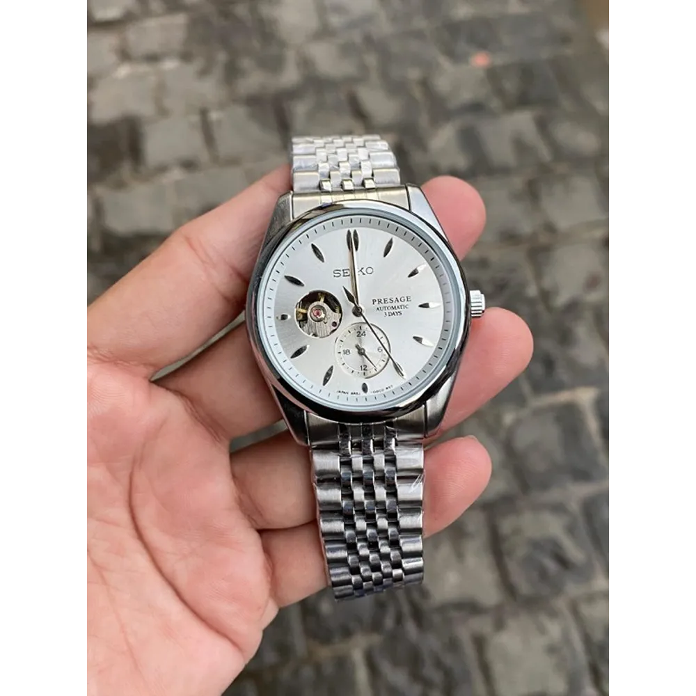 Seiko Presage Silver White Stainless steel watch