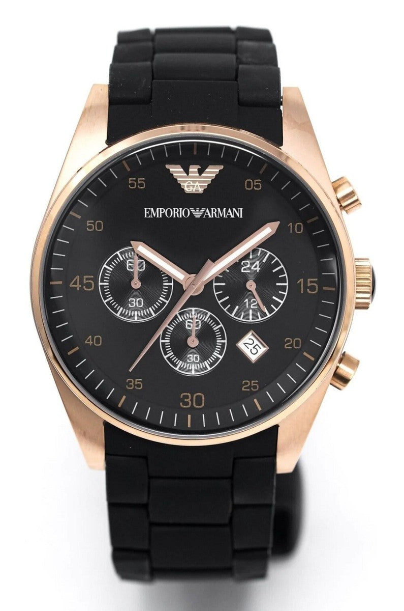 Emporio Armani Ar5905 Dualtone Black Tazio Chronograph Mens Watch