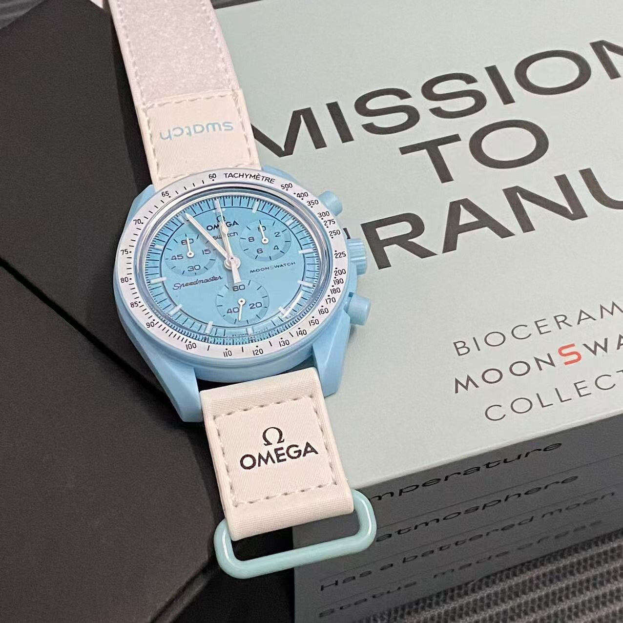 Swatch Omega x Moon Mission To Uranus Speedmaster Sky Blue Moonswatch