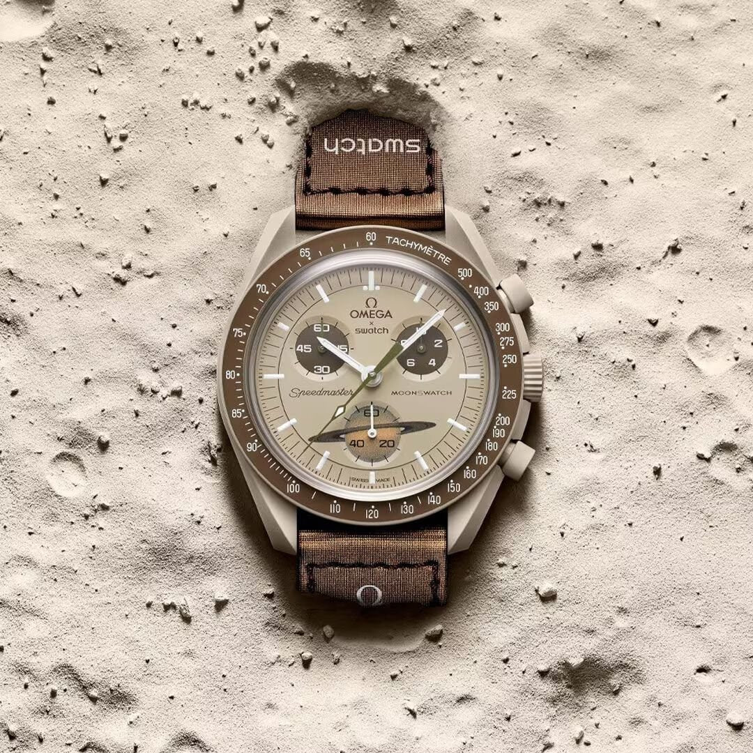 Swatch Omega x Moon Mission To Saturn Speedmaster Bezel Brown Moonswatch