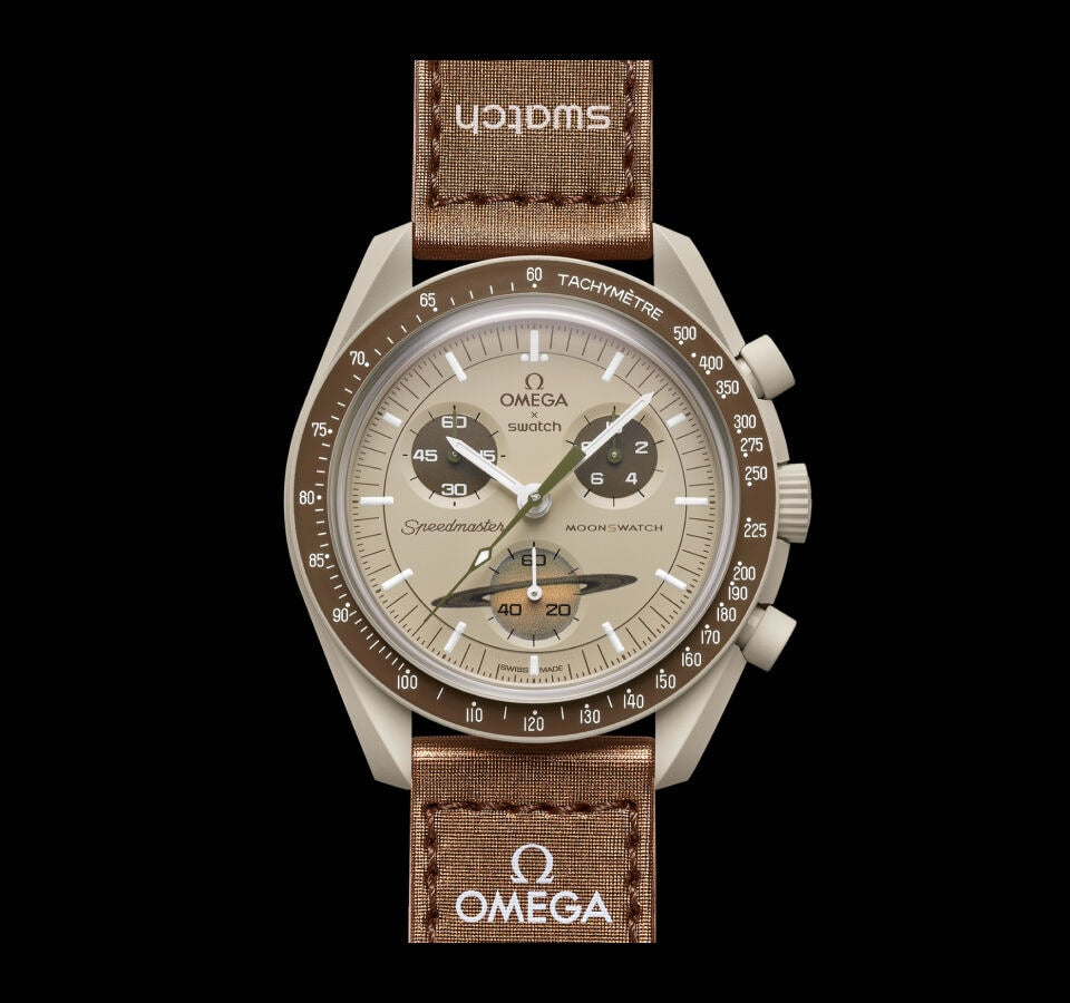 Swatch Omega x Moon Mission To Saturn Speedmaster Bezel Brown Moonswatch