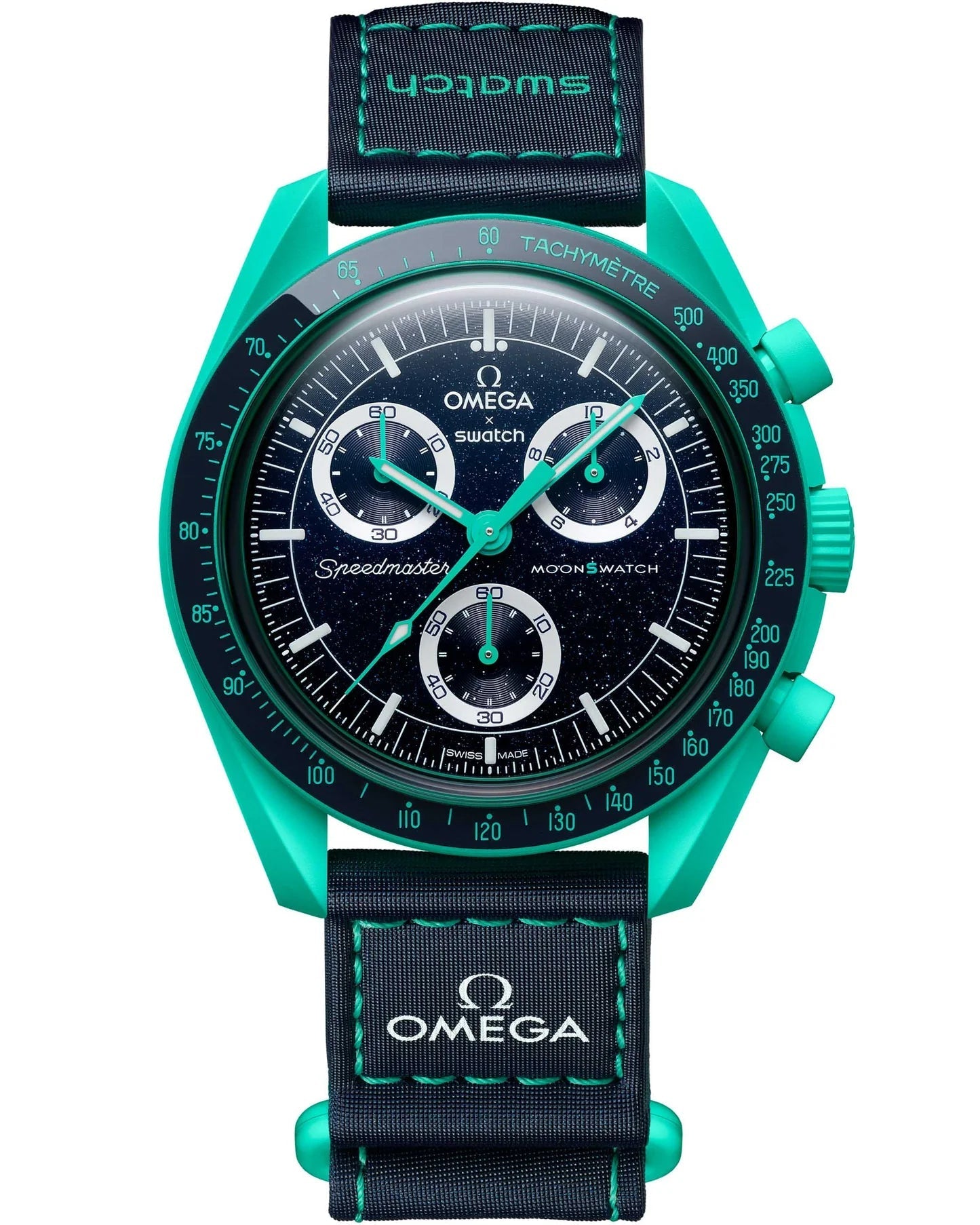 Swatch Omega x Moon Mission On Earth - Polar Lights Speedmaster Aurora Blue Moonswatch