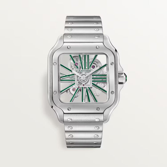 Santos De Cartier WHSA0028 Green Dial Automatic Skeleton Men's Watch