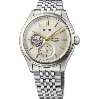 Seiko Presage Silver Beige Stainless steel watch