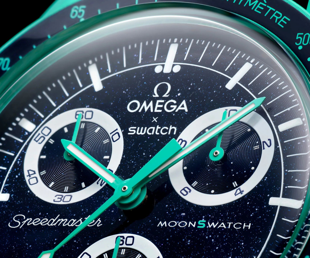 Swatch Omega x Moon Mission On Earth - Polar Lights Speedmaster Aurora Blue Moonswatch
