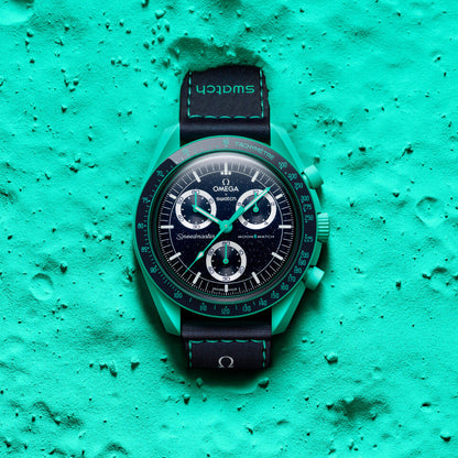 Swatch Omega x Moon Mission On Earth - Polar Lights Speedmaster Aurora Blue Moonswatch