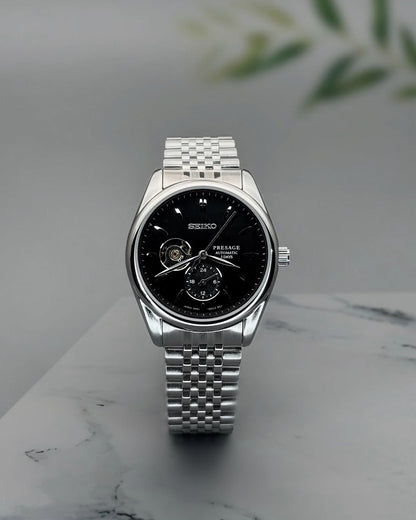 Seiko Presage Silver Black Stainless steel watch