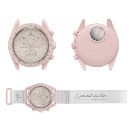 Swatch Omega x Moon Mission To Venus Speedmaster Powdery Pink Moonswatch