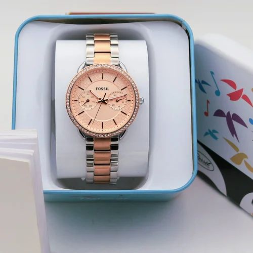 Fossil Tailor ES4264 Rose Gold Dial Watch Dualtone Belt