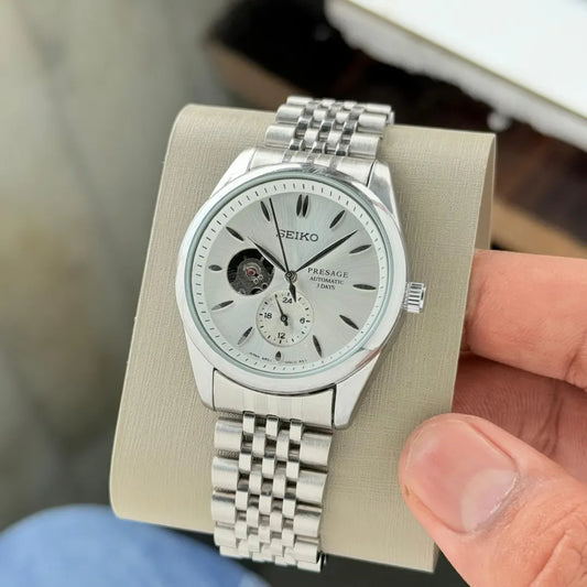 Seiko Presage Silver White Stainless steel watch