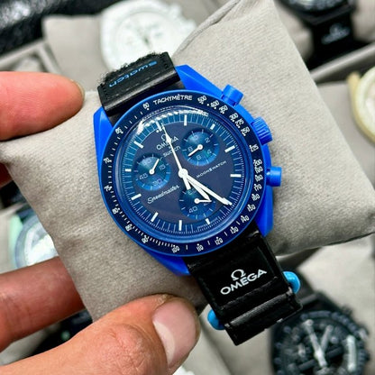 Swatch Omega x Moon Mission To Neptune Speedmaster Neavy Blue Moonswatch