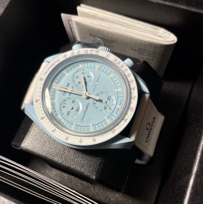 Swatch Omega x Moon Mission To Uranus Speedmaster Sky Blue Moonswatch
