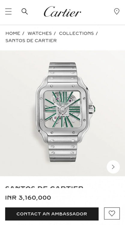 Santos De Cartier WHSA0028 Green Dial Automatic Skeleton Men's Watch