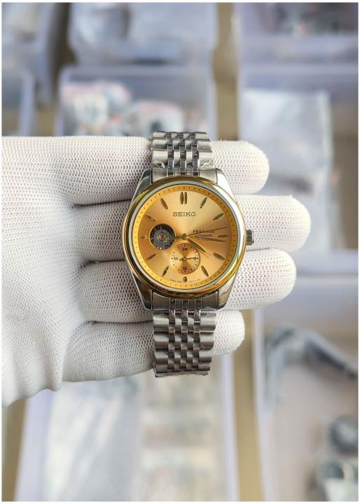 Seiko Presage Silver Gold Stainless steel watch