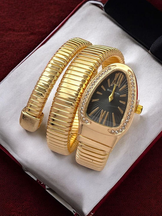 Bvlgar_i Serpenti Golden Strap Black Dial