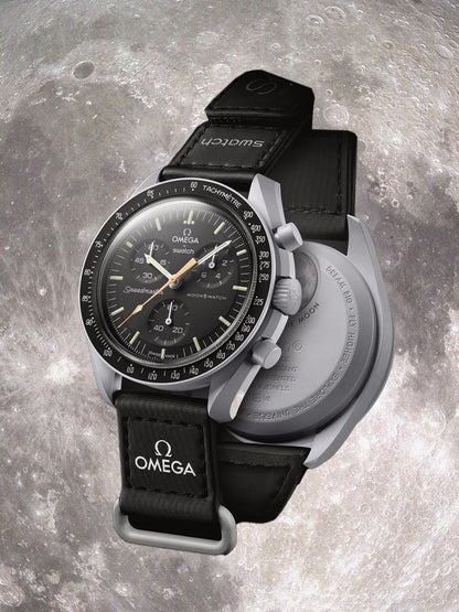Swatch Omega x Moon Mission To The  Moon Black - New Speedmaster Neavy Gray - Black Moonswatch
