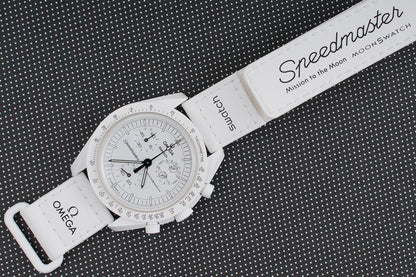 Swatch Omega x Moon Mission To The Moonphase - Full Moon Speedmaster Full White Moonswatch