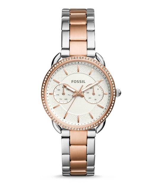 Fossil Tailor ES4264 White Dial Watch Dualtone Belt