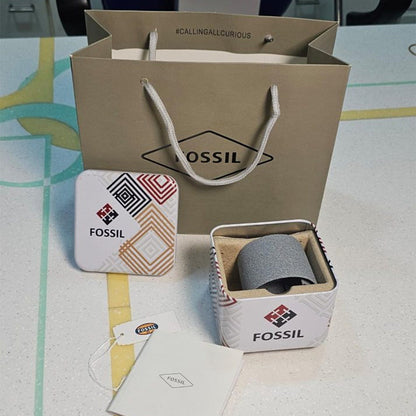 Fossil brown leather belt watch with automatic moment