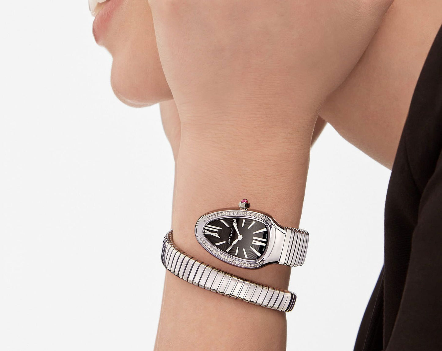 Bvlgar_i Serpenti Silver Black Dial