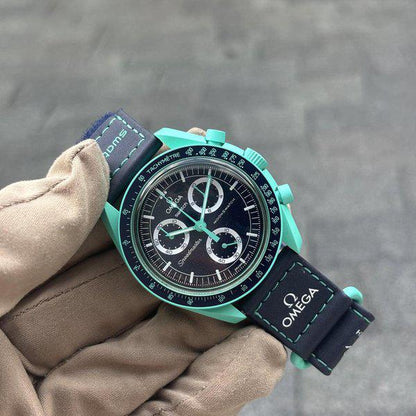 Swatch Omega x Moon Mission On Earth - Polar Lights Speedmaster Aurora Blue Moonswatch