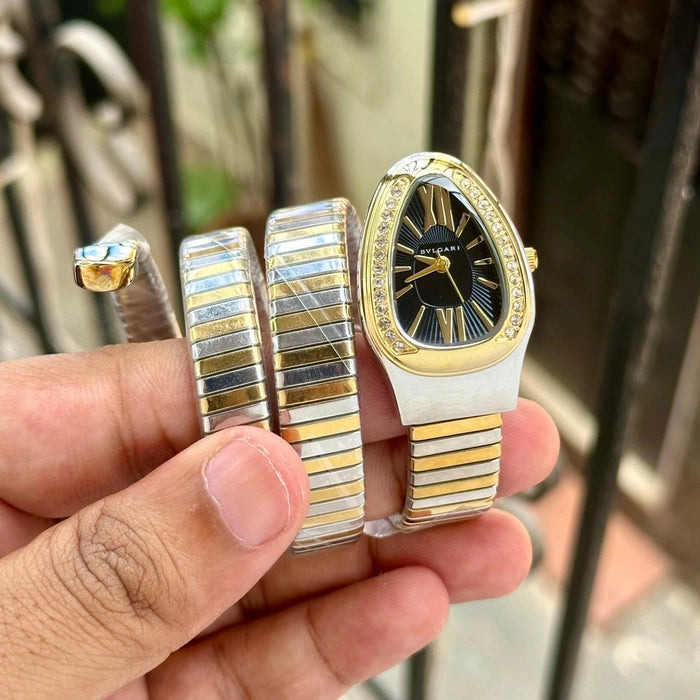 Bvlgar_i Serpenti Gold Dualtone Black Dial