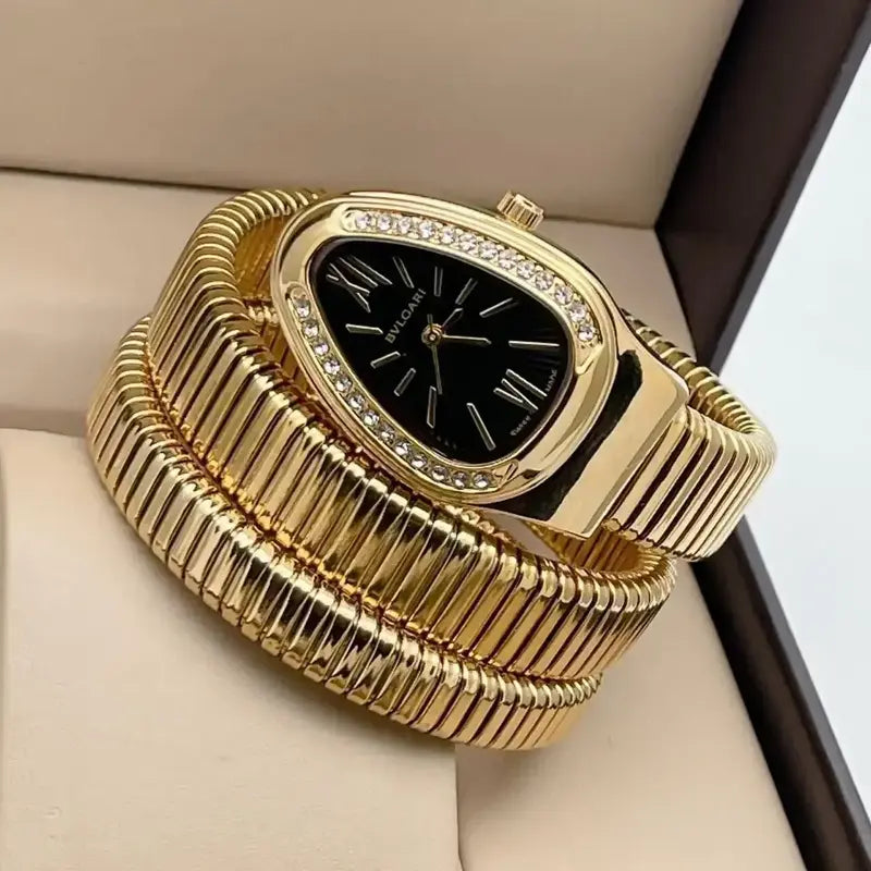 Bvlgar_i Serpenti Golden Strap Black Dial