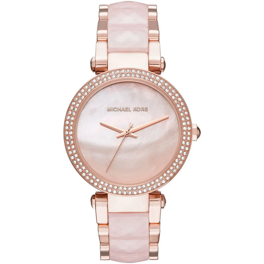 Michael Kors Women's MK6412 Parker Baby Pink Dial Watch Rose Gold Tone Belt
