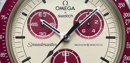 Swatch Omega x Moon Mission To Pluto Speedmaster Brownish Red and Tan Moonswatch