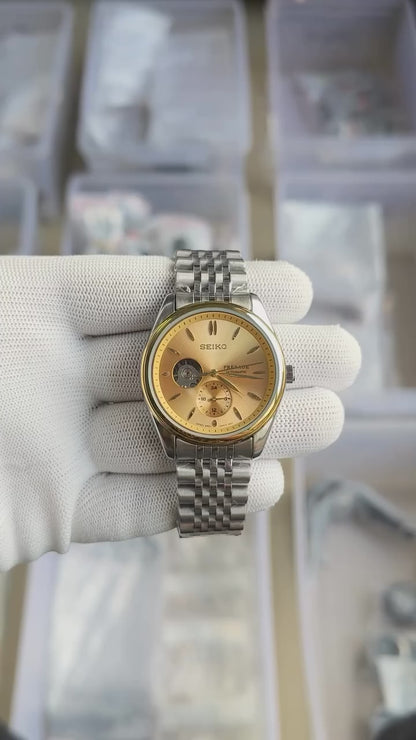 Seiko Presage Silver Gold Stainless steel watch