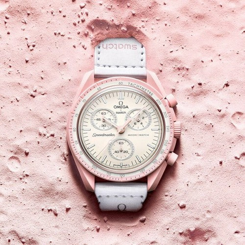 Swatch Omega x Moon Mission To Venus Speedmaster Powdery Pink Moonswatch