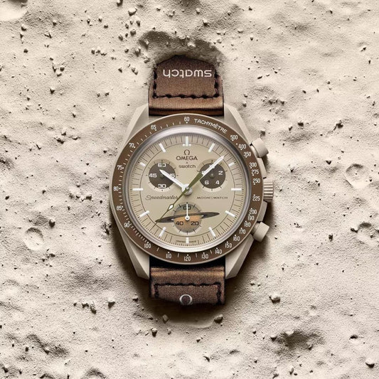 Swatch Omega x Moon Mission To Saturn Speedmaster Bezel Brown Moonswatch