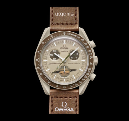 Swatch Omega x Moon Mission To Saturn Speedmaster Bezel Brown Moonswatch