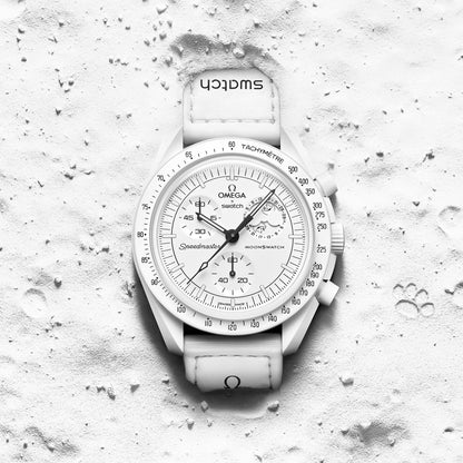 Swatch Omega x Moon Mission To The Moonphase - Full Moon Speedmaster Full White Moonswatch