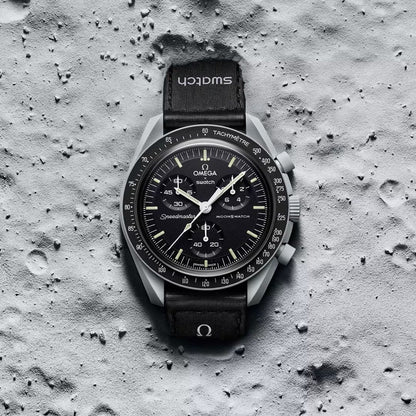 Swatch Omega x Moon Mission To The  Moon Black - New Speedmaster Neavy Gray - Black Moonswatch